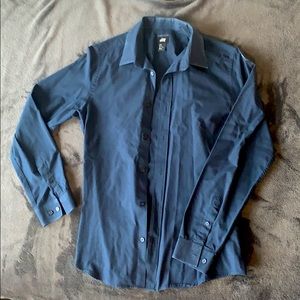 H&M Slim Fit Easy-iron Shirt (Dark Blue)